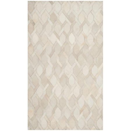 FLOWERS FIRST 3 x 5 ft. Studio Leather Hand Woven Area Rug, Ivory - Small Rectangle FL1885075